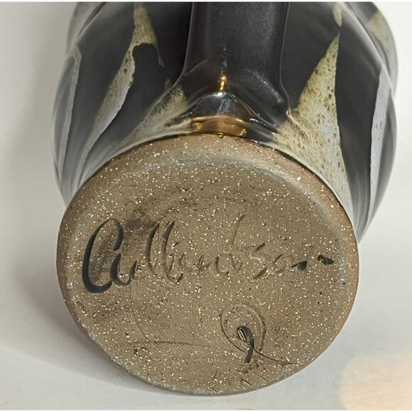 Signed Culbertson Handcrafted Artisan Ceramic Mug With Black & Gray Swirl Design - Picture 3 of 8